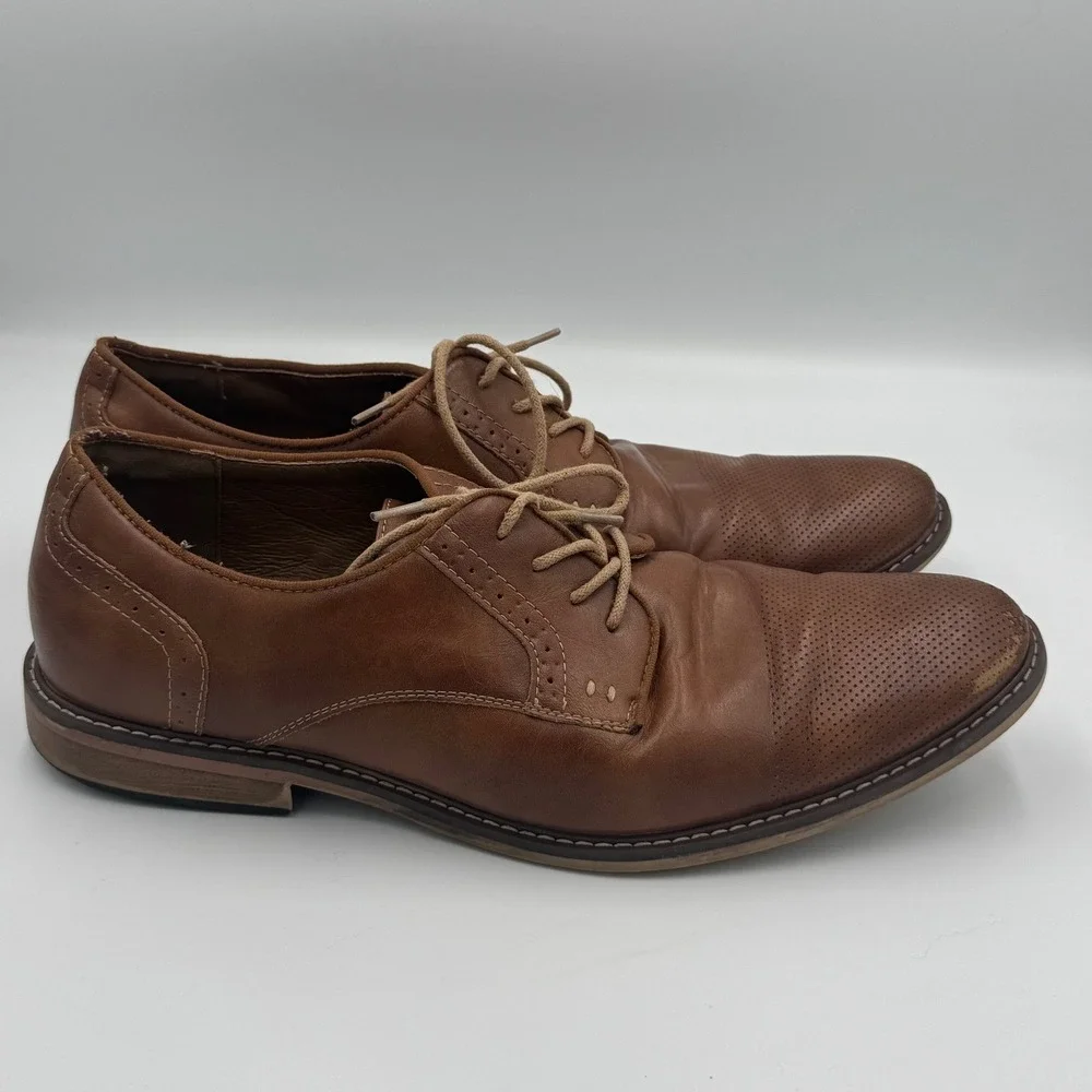 Madden Brown Perforated Toe Leather Oxford Dress Shoes Size 13 NO BOX